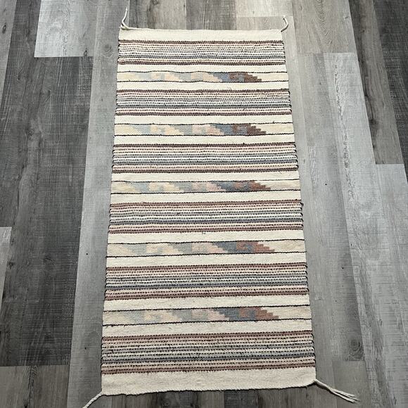 Other - VTG Southwestern Aztec Rug Pastel Striped Geometric Woven Textile Saddle Blanket